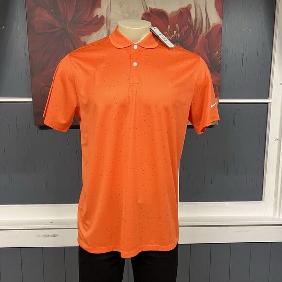 Nike Golf Polo Shirt‎ Pique Performance Mens Sz Medium Orange Lightweight - Picture 2 of 8